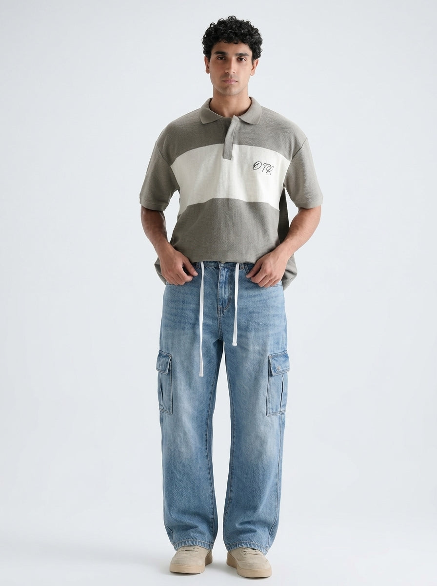 Men's Denim Cargo Jeans - Baggy Fit - Heritage Blue