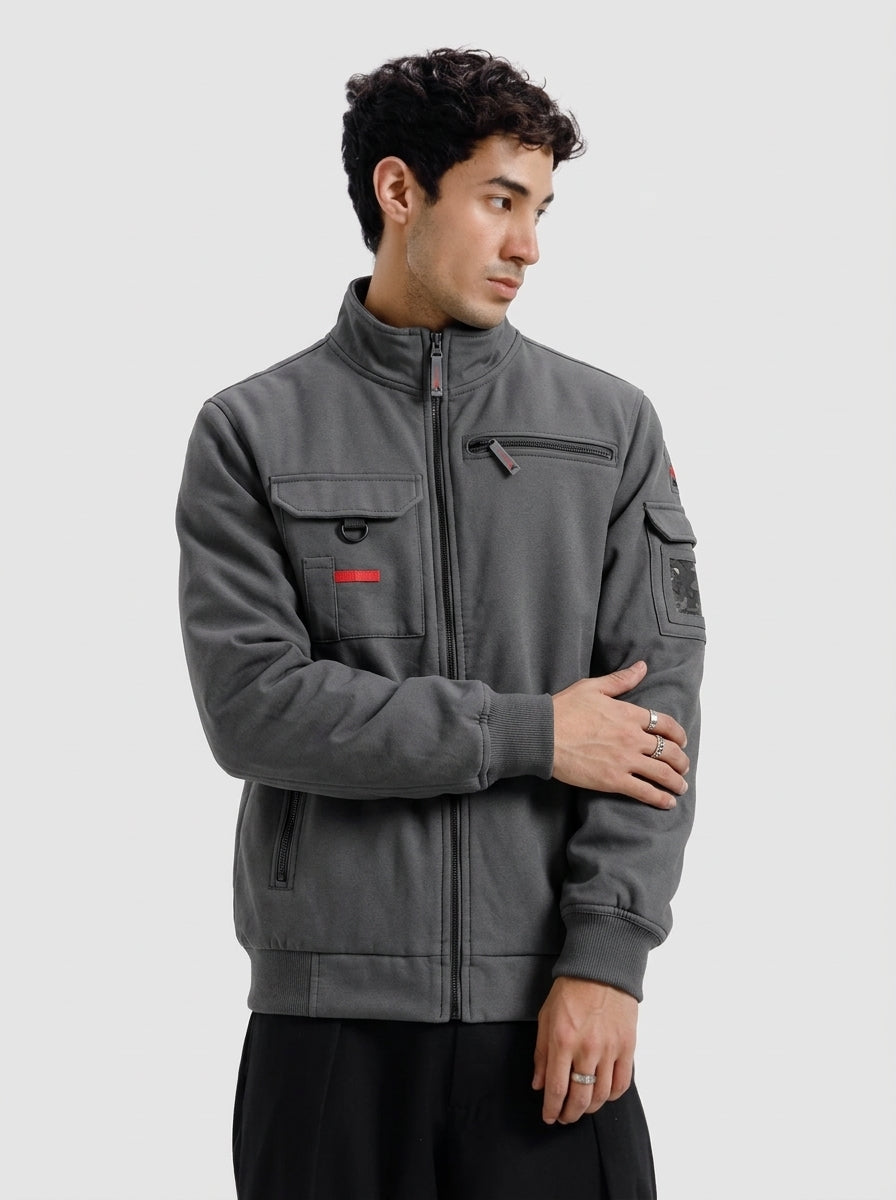 Men’s Tactical Multi-Pocket Utility Jacket — Charcoal Slate
