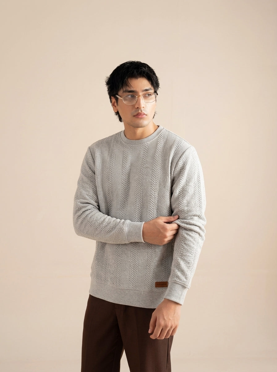 Cable Knit Crewneck Sweatshirt