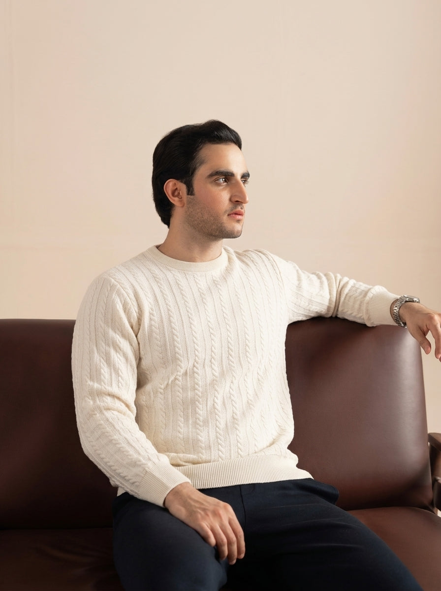 Cable Knit Crewneck Sweatshirt