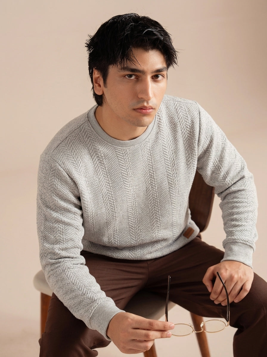 Cable Knit Crewneck Sweatshirt