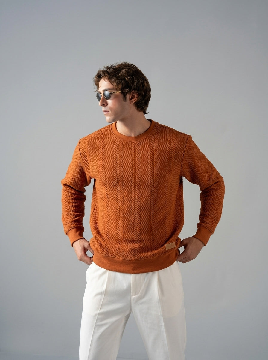 Cable Knit Crewneck Sweatshirt