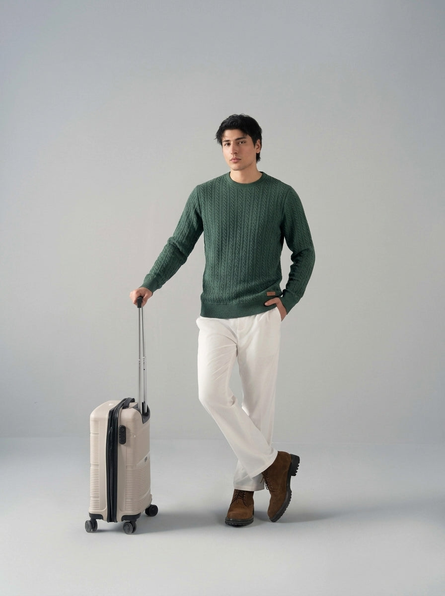 Cable Knit Crewneck Sweatshirt
