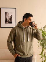 Olive Dual Pocket Fleece Hoodie