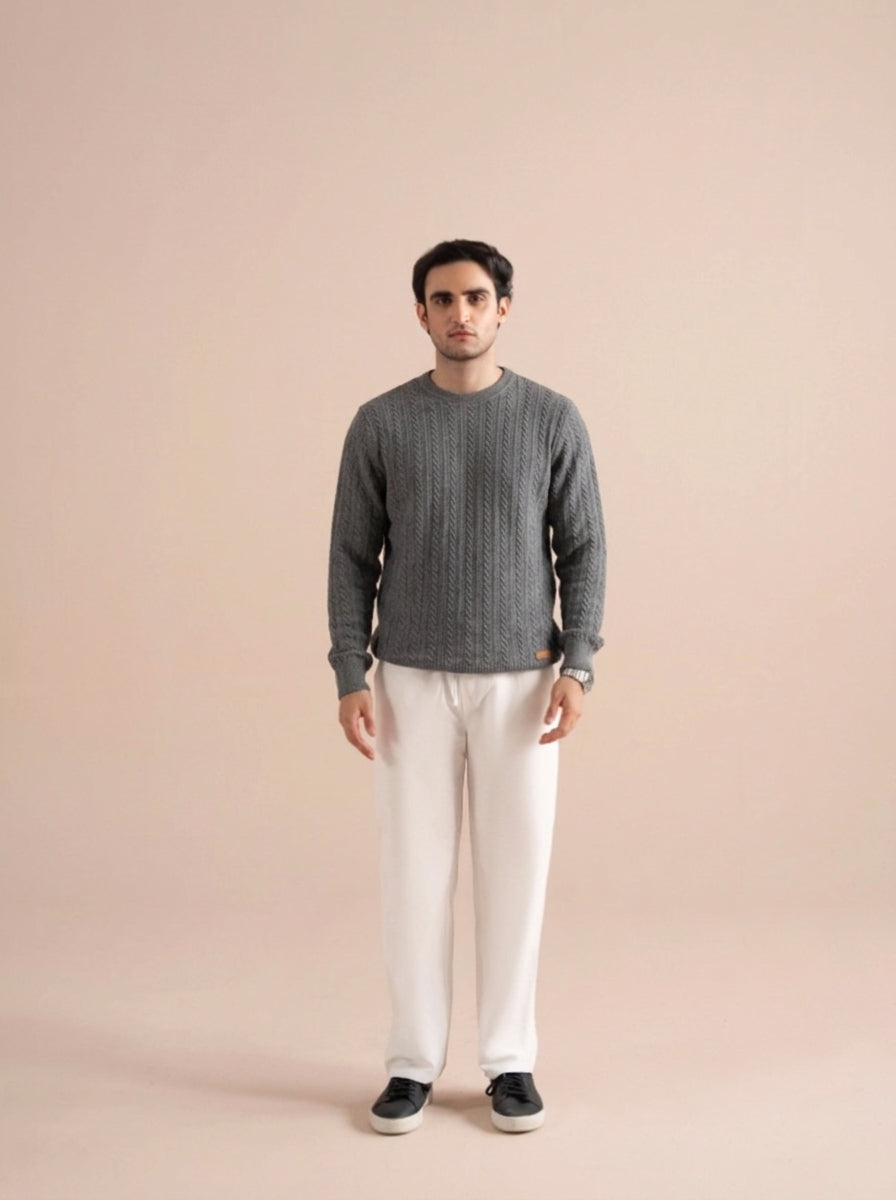 Cable Knit Crewneck Sweatshirt