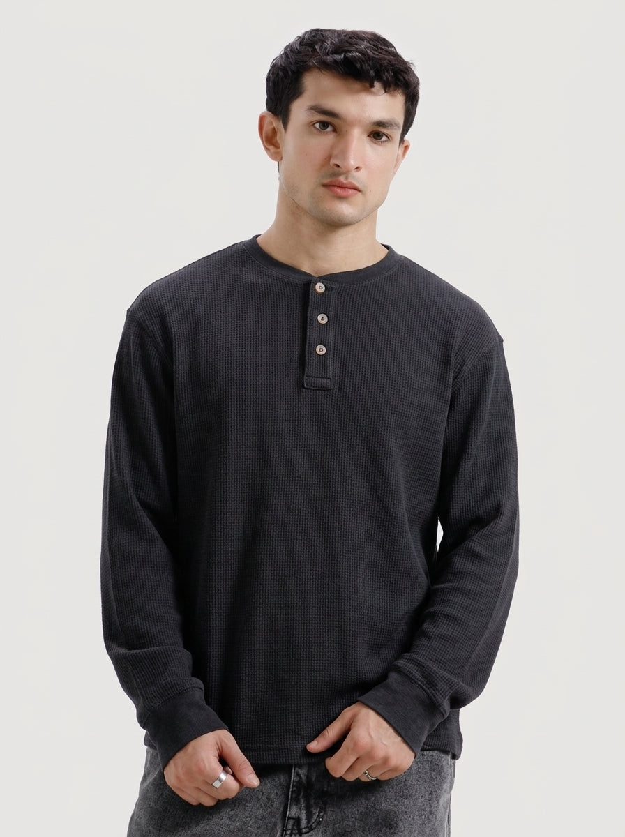 Classic Charcoal Long Sleeve Henley