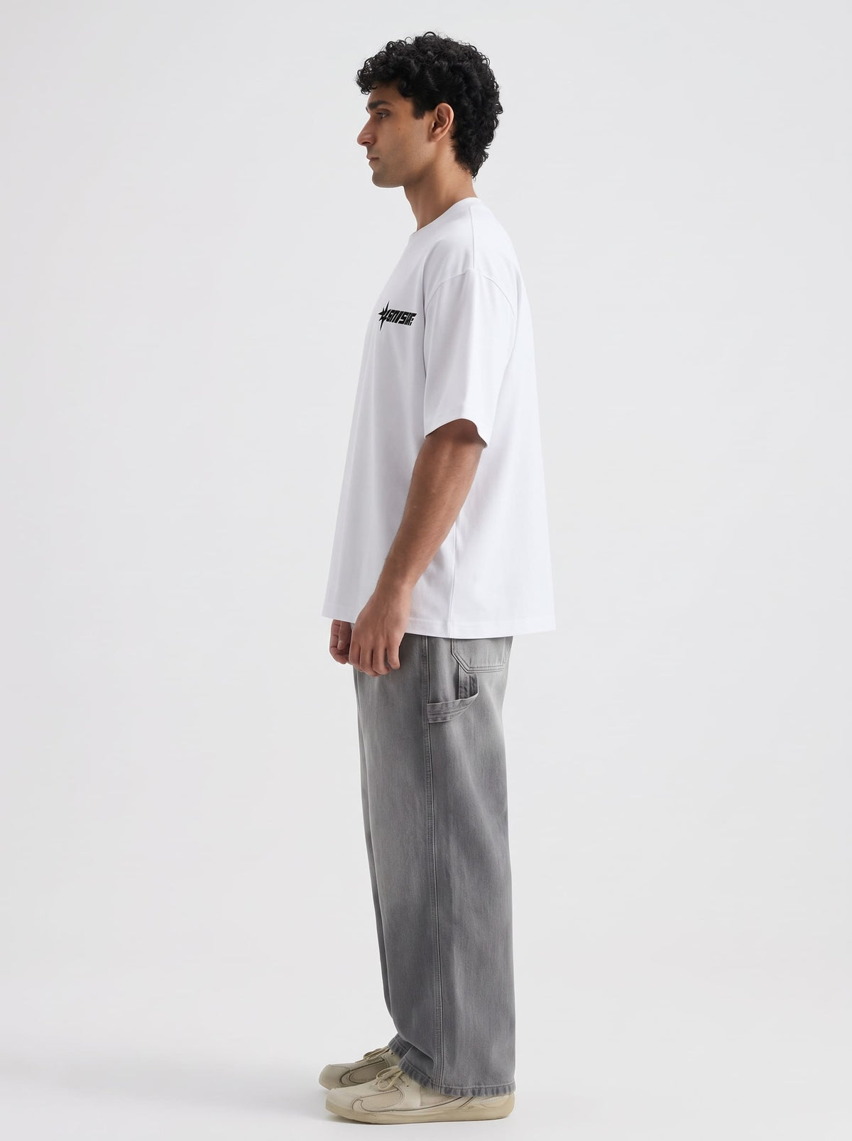 Premium Oversized White Drop Shoulder T-Shirt – 180 GSM Cotton | RoughEdge