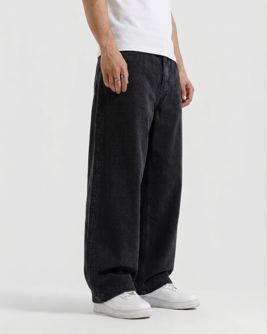 Men's Baggy Charcoal Black Jeans - (Dropsize) Export Leftover Premium Jeans