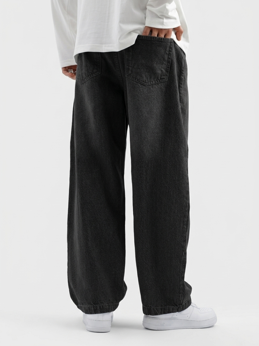 Men's Baggy Charcoal Black Jeans - (Dropsize) Export Leftover Premium Jeans