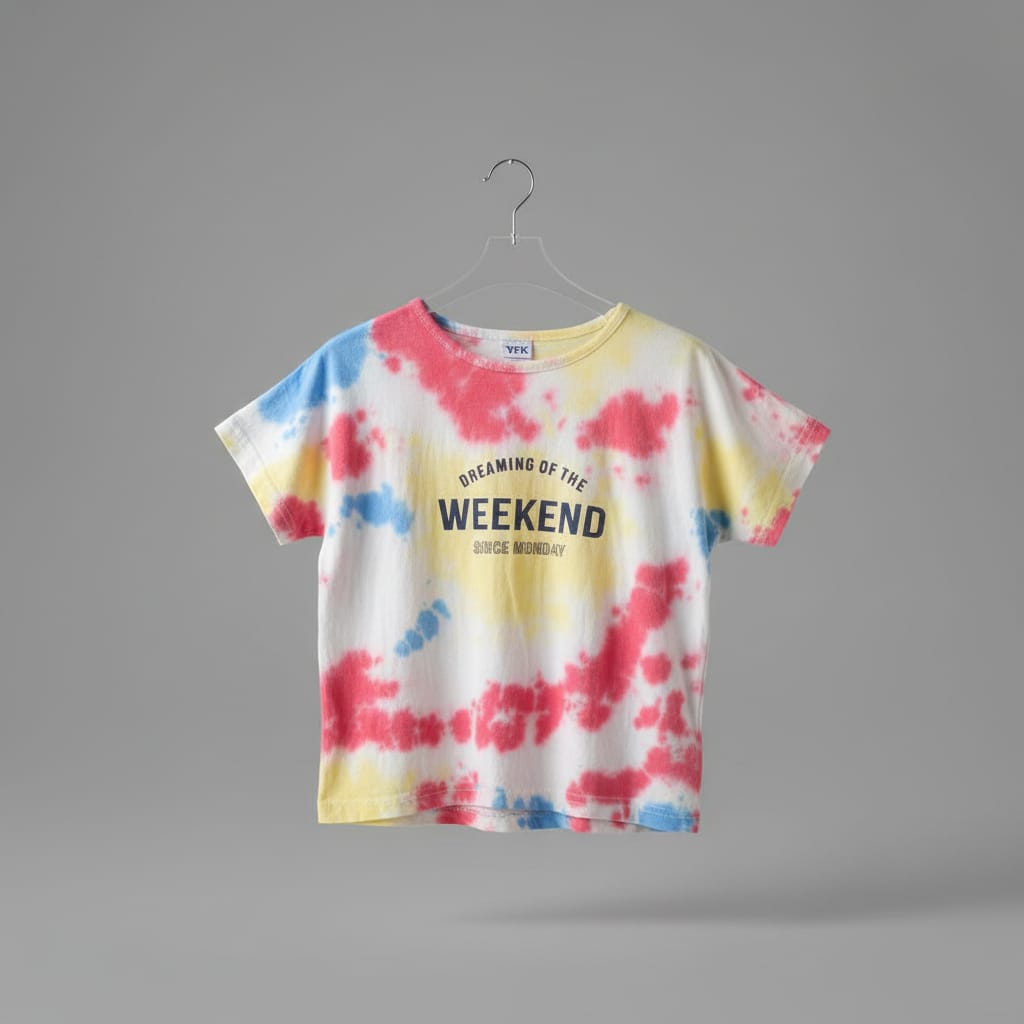 Taboo Wear Women's Tie-Dye Boxy Drop-Shoulder Tee - White Pink Yellow