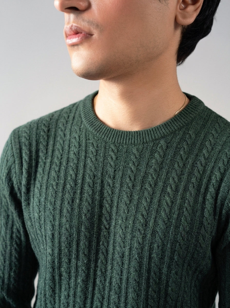 Cable Knit Crewneck Sweatshirt