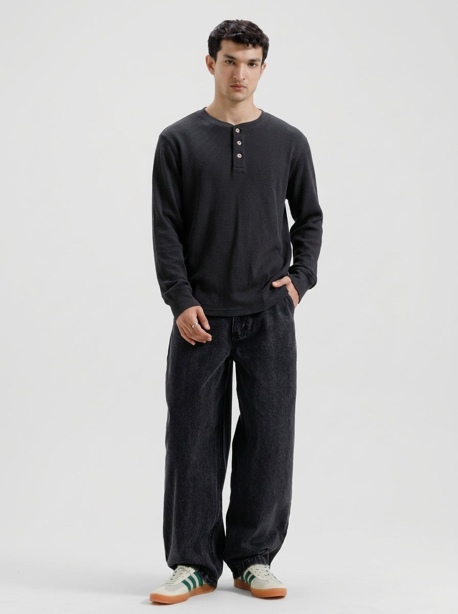 Classic Charcoal Long Sleeve Henley