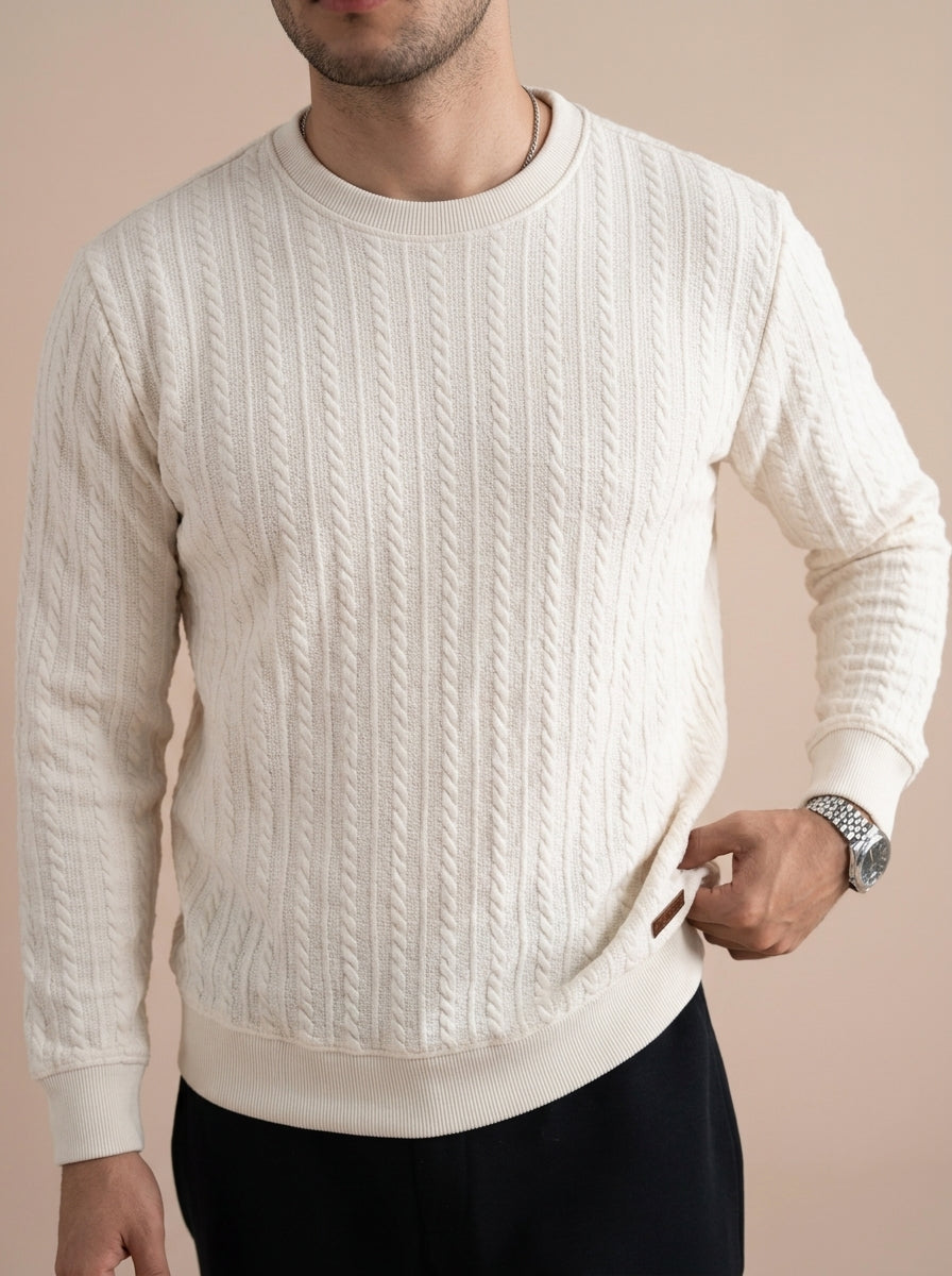 Cable Knit Crewneck Sweatshirt