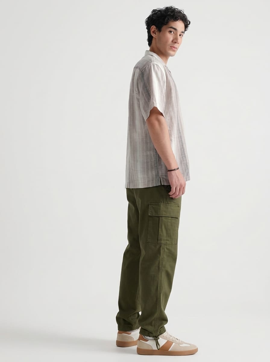 Men's relax fit cargo trouser - Green