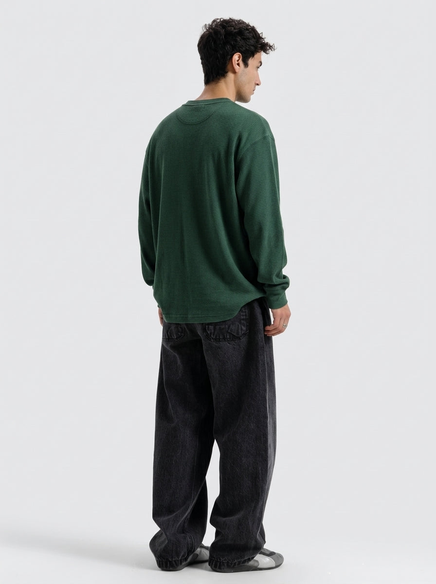 Waffle Knit Long Sleeve Henley