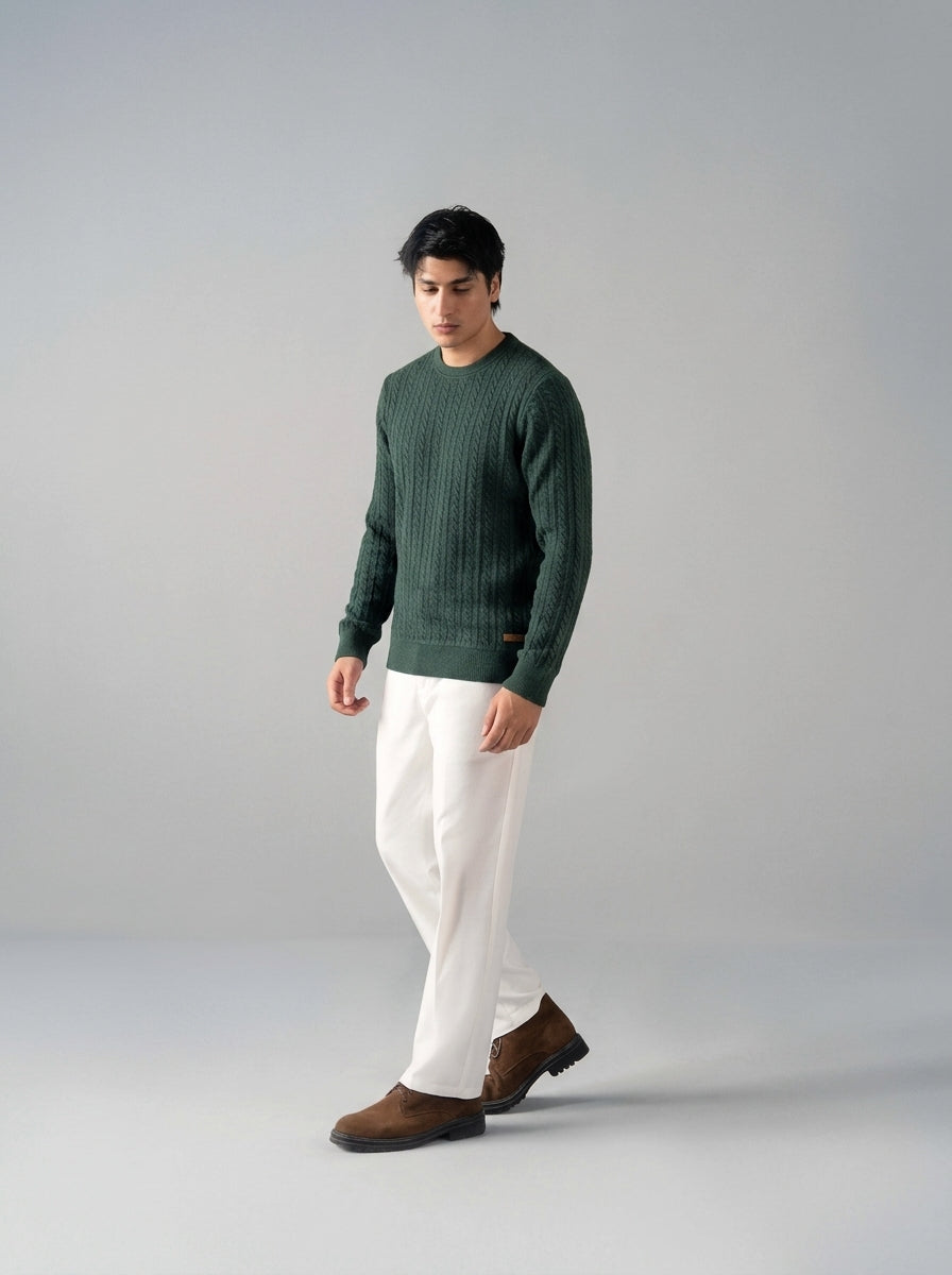 Cable Knit Crewneck Sweatshirt