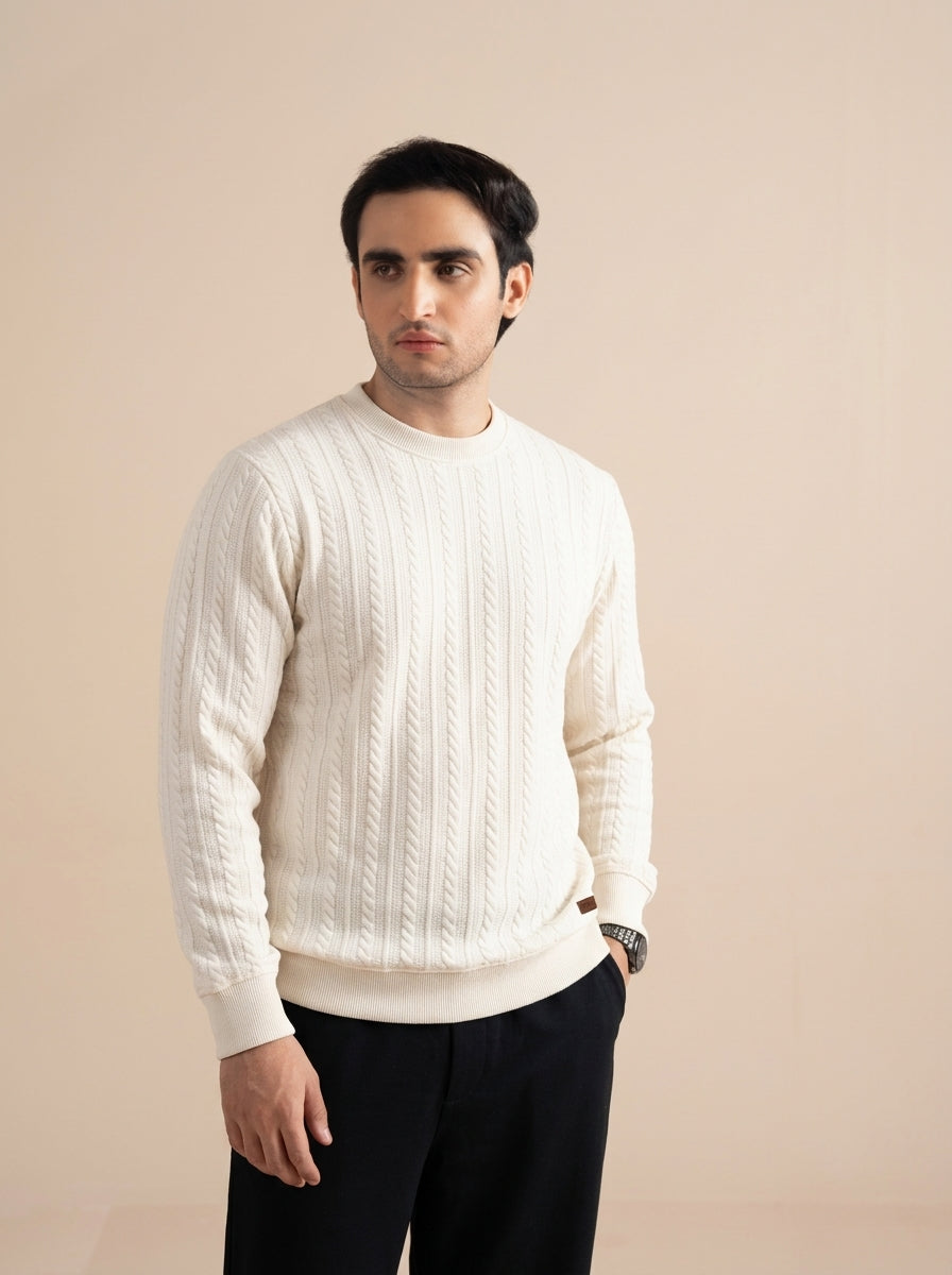 Cable Knit Crewneck Sweatshirt