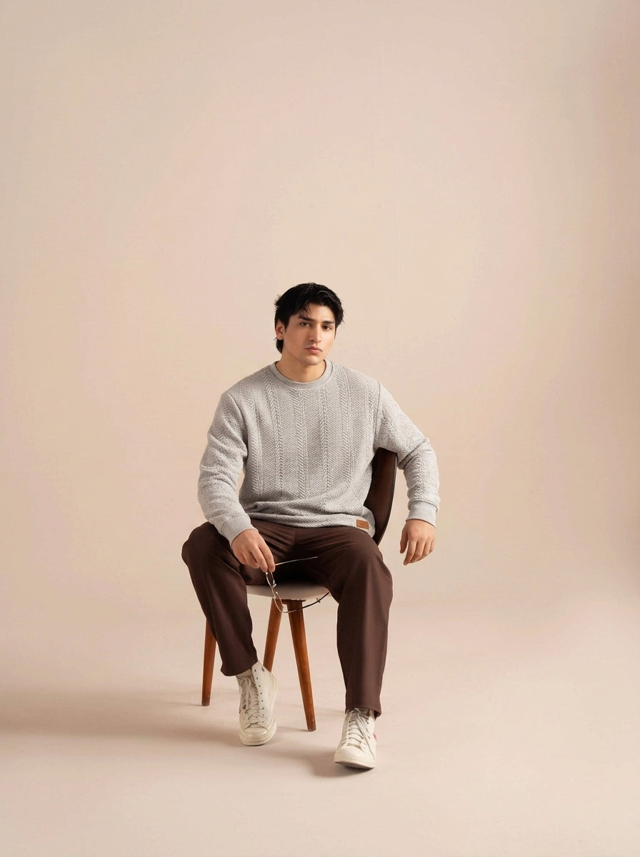 Cable Knit Crewneck Sweatshirt