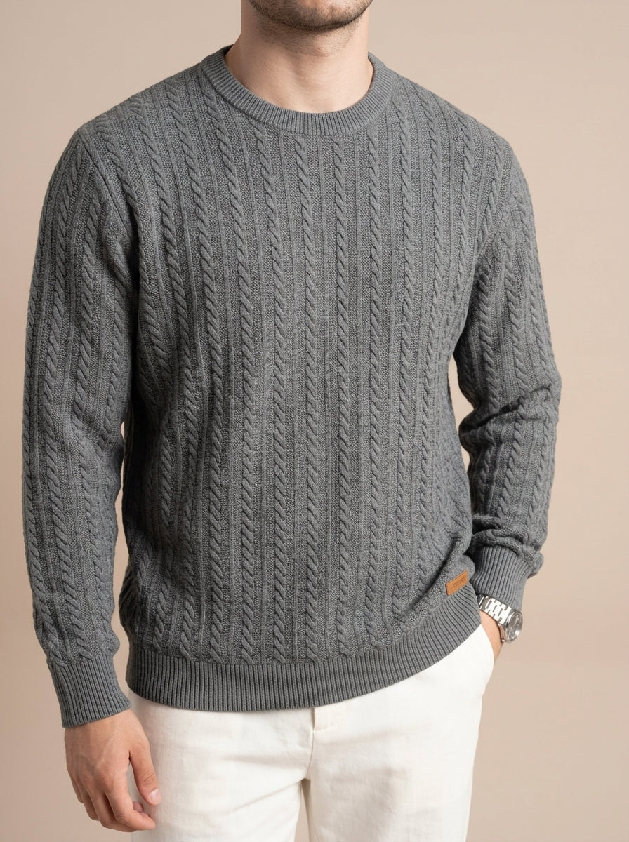 Cable Knit Crewneck Sweatshirt