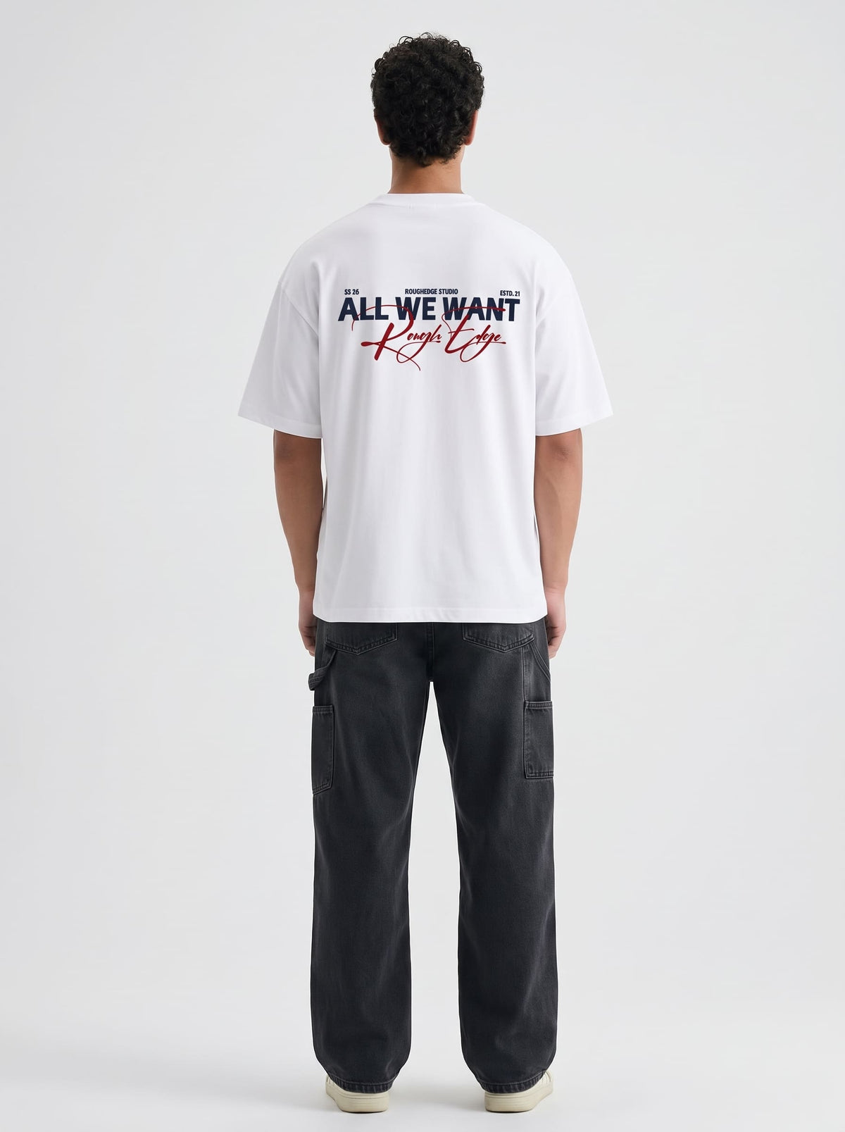 Premium Oversized White Drop Shoulder T-Shirt – 180 GSM Cotton | RoughEdge