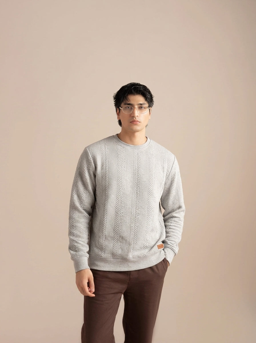 Cable Knit Crewneck Sweatshirt