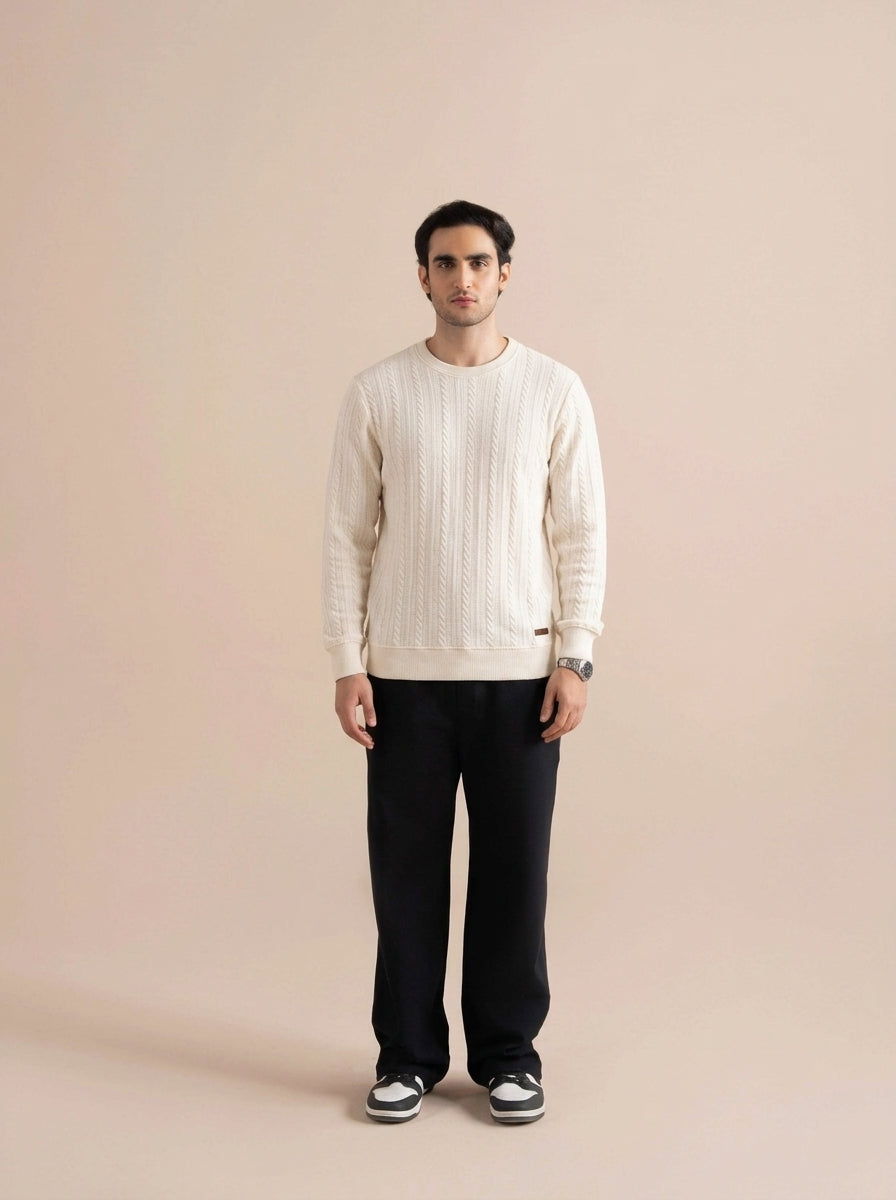 Cable Knit Crewneck Sweatshirt