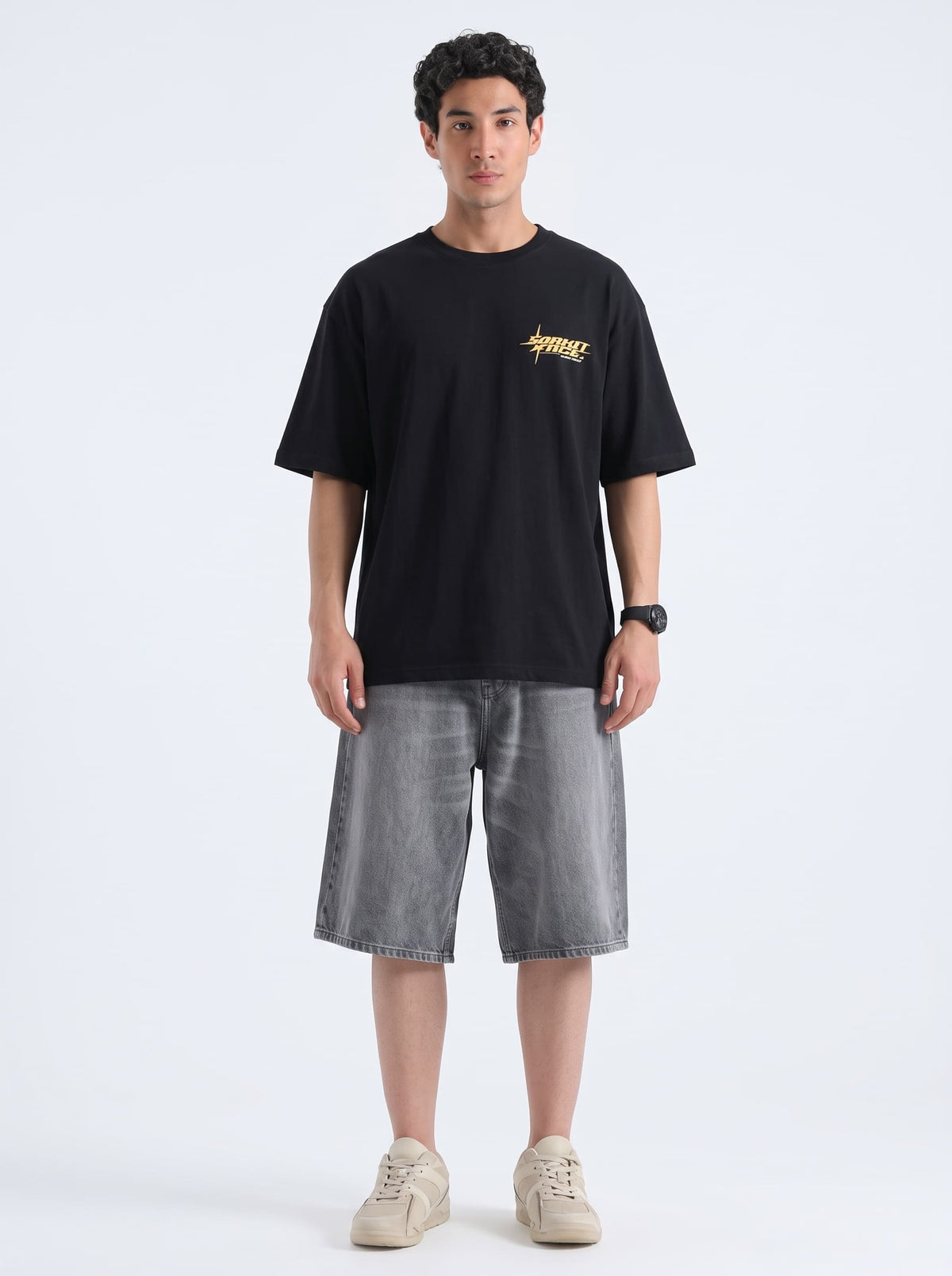 Premium Oversized Black Drop Shoulder T-Shirt – 180 GSM Cotton | RoughEdge