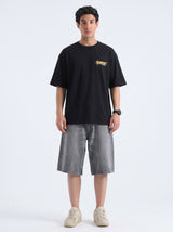 Premium Oversized Black Drop Shoulder T-Shirt – 180 GSM Cotton | RoughEdge