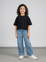 Girls Premium Wide Leg (Baggy) Denim - Heritage Blue