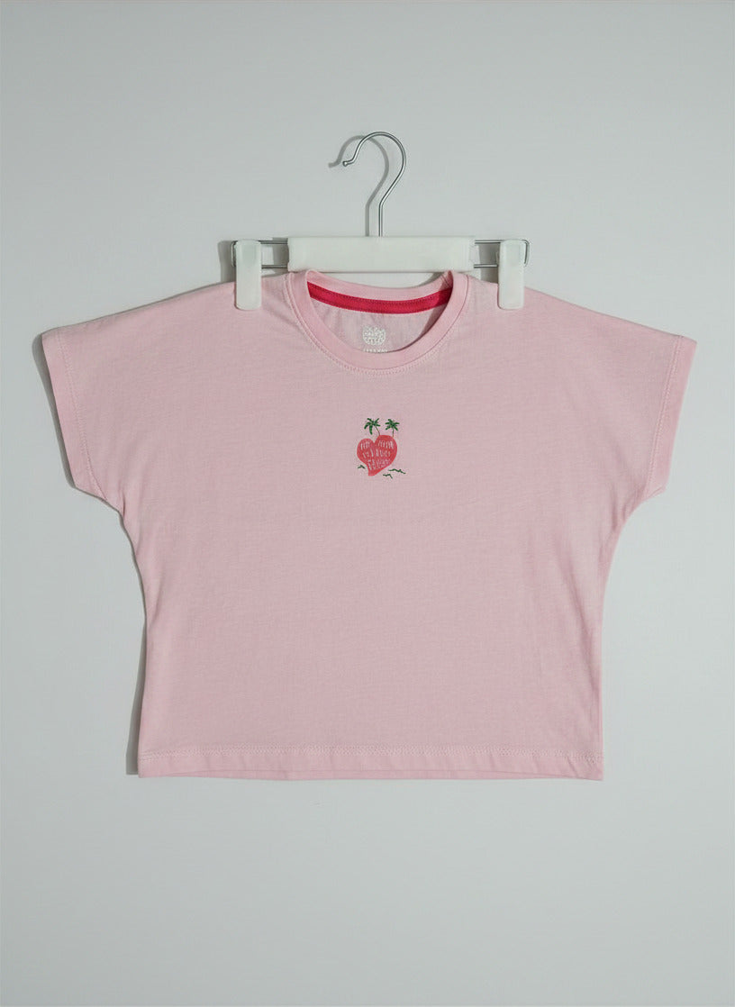 Bachaparty Girls Boxy Fit Graphic T-Shirt - Pink