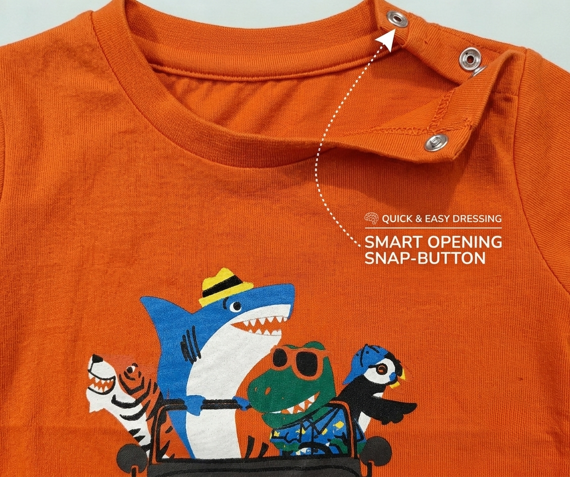 LC Boy Animal Characters Adventure Graphic T-shirt - Orange