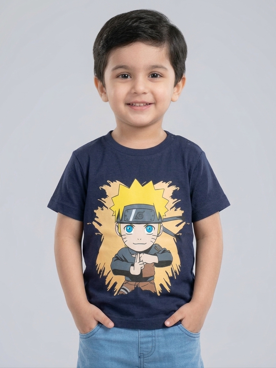 LC Boy Naruto Character Graphic T-shirt - Navy