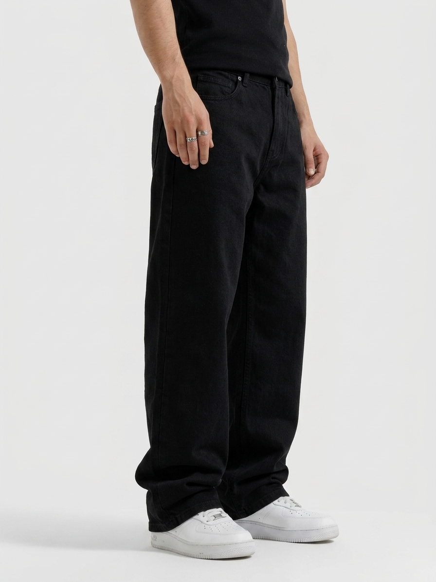 Men's Relax Fit Straight Jeans Black - (Dropsize) Export Leftover Premium Jeans