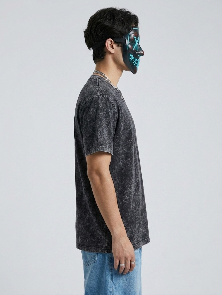 Men's Acid Wash Dark Grey Tee - Export Premium T-Shirt