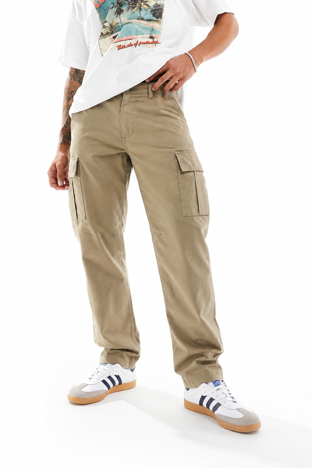 Jack & Jones Men Relax Fit Cargo Trouser Beige / Khaki