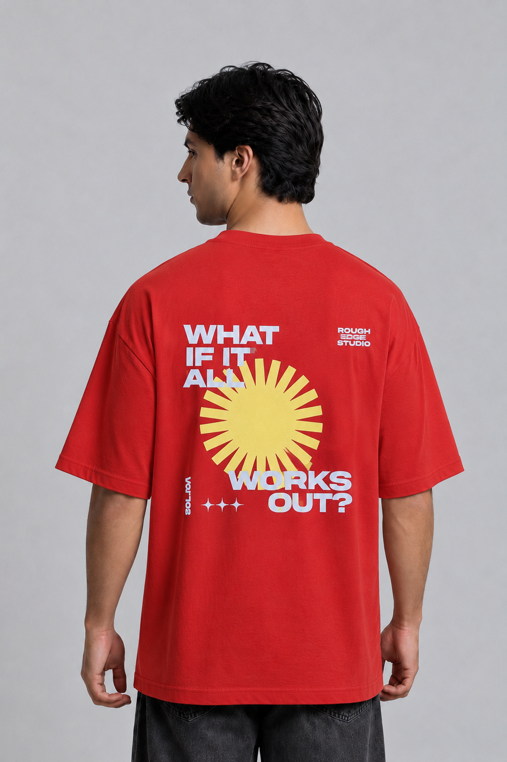 Premium Oversized Red Drop Shoulder T-Shirt – 180 GSM Cotton | RoughEdge