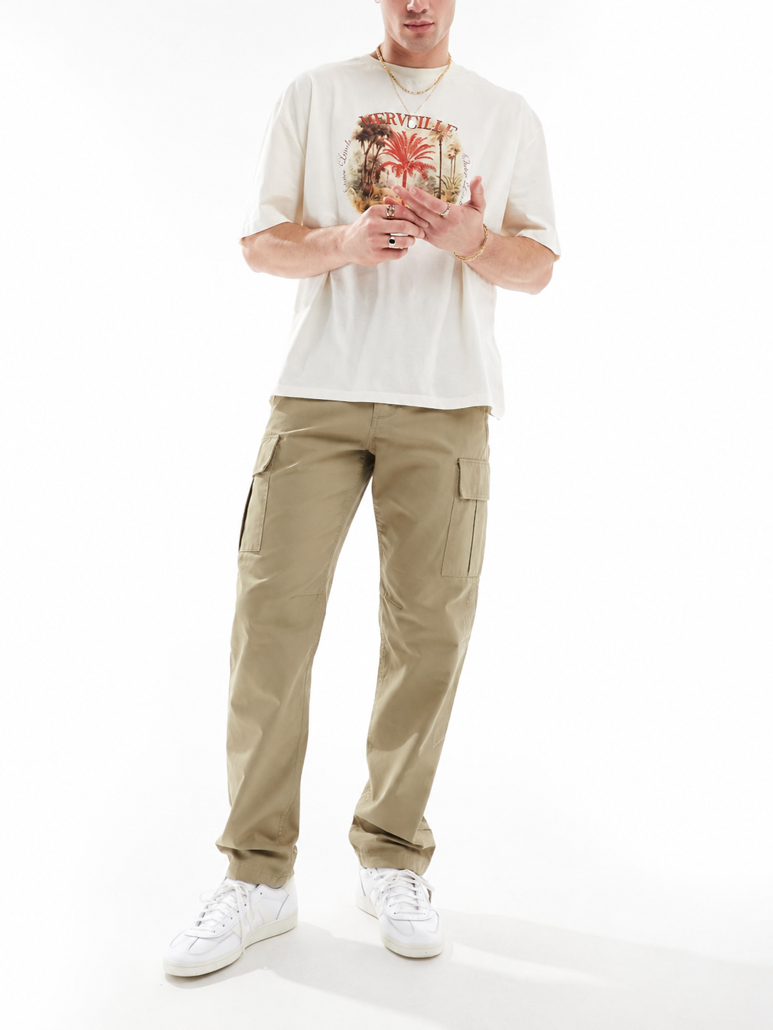 Jack & Jones Men Relax Fit Cargo Trouser Beige / Khaki