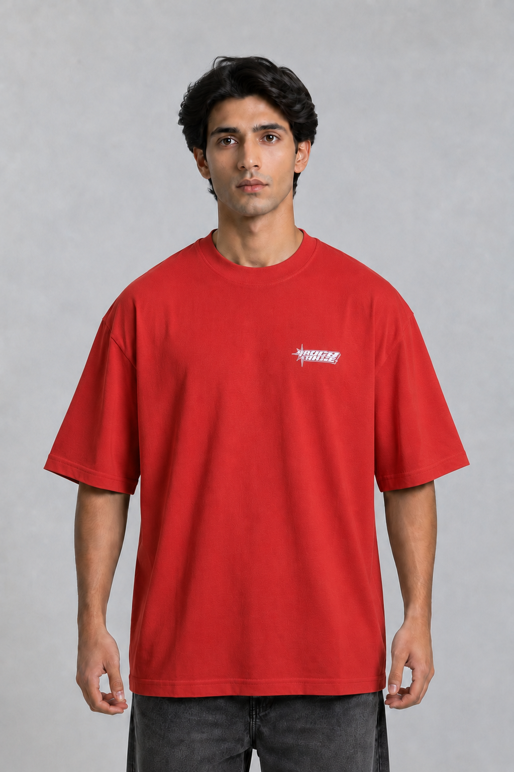 Premium Oversized Red Drop Shoulder T-Shirt – 180 GSM Cotton | RoughEdge
