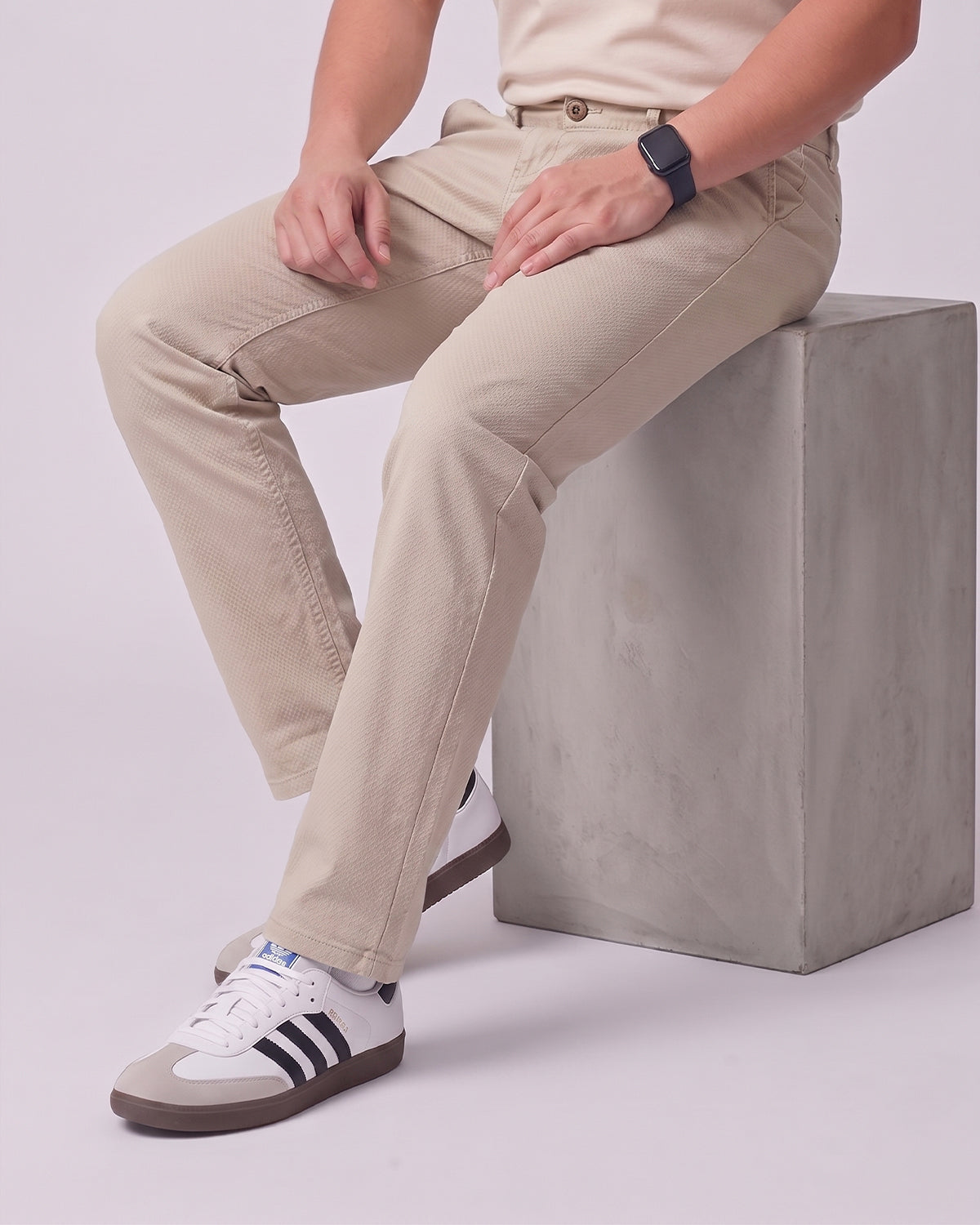 Men's Premium Cotton Drawstring Trousers - Beige