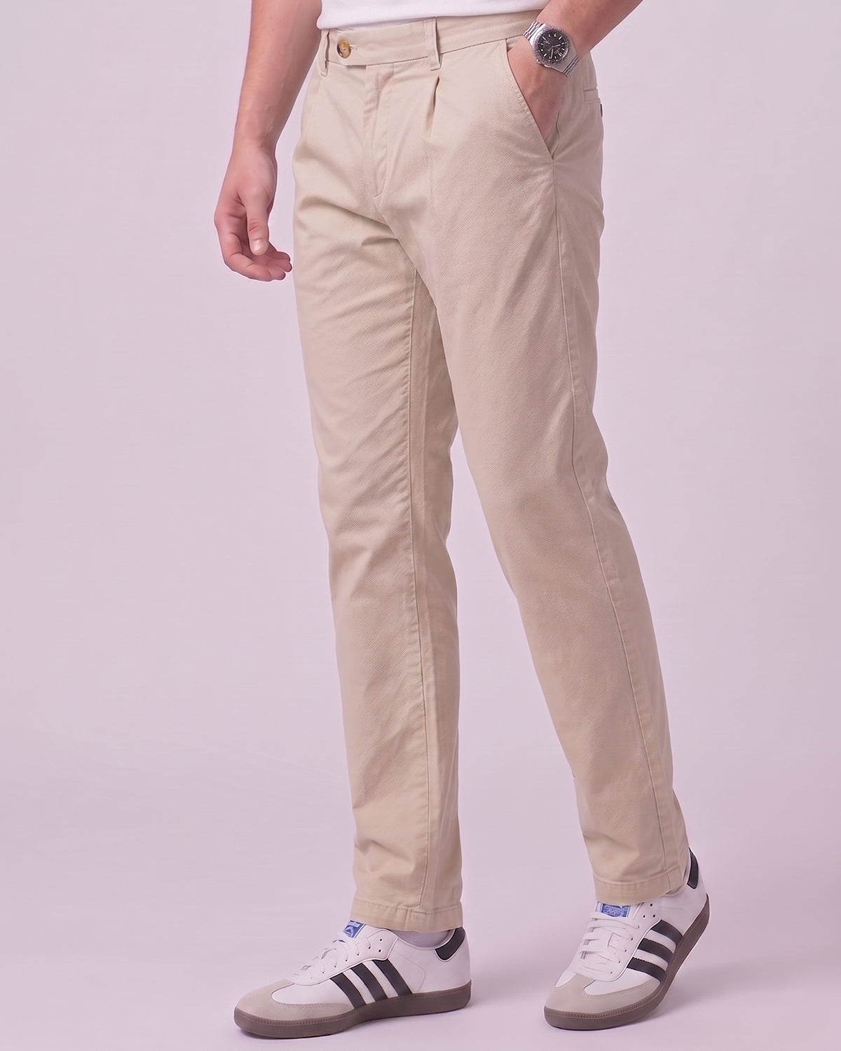 Men's Premium Cotton Drawstring Trousers - Beige